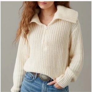 American Eagle Outfitters Cream Cowl Neck Sweater